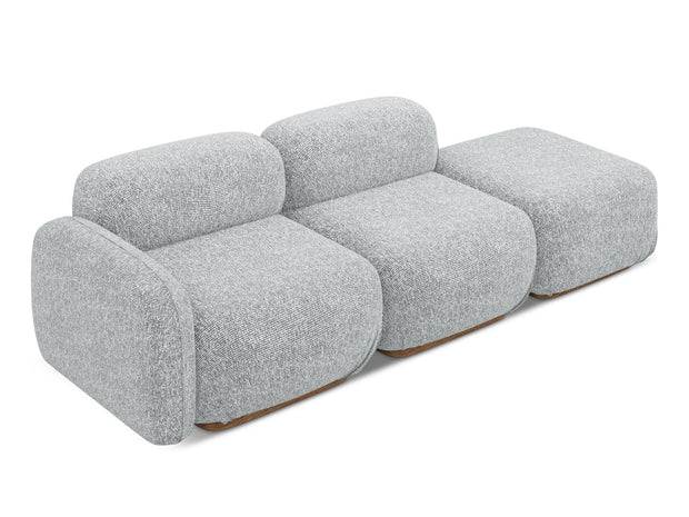 Makamii Canapea Modulara, 3 locuri, Taburet Inclus, Tapitata cu Stofa, Ailani 3SOL-22 Deschis, l258xA95xH73 cm