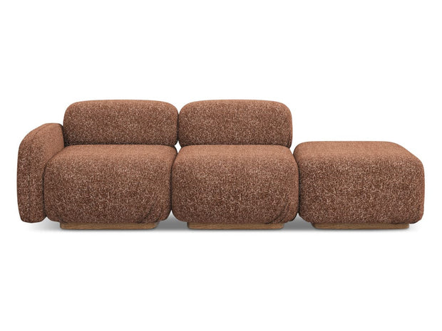 Makamii Canapea Modulara, 3 locuri, Taburet Inclus, Tapitata cu Stofa, Ailani 3SOL-22 Deschis, l258xA95xH73 cm