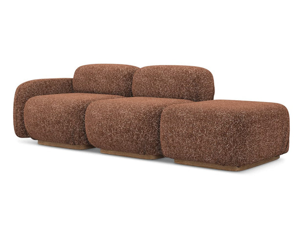 Makamii Canapea Modulara, 3 locuri, Taburet Inclus, Tapitata cu Stofa, Ailani 3SOL-22 Deschis, l258xA95xH73 cm