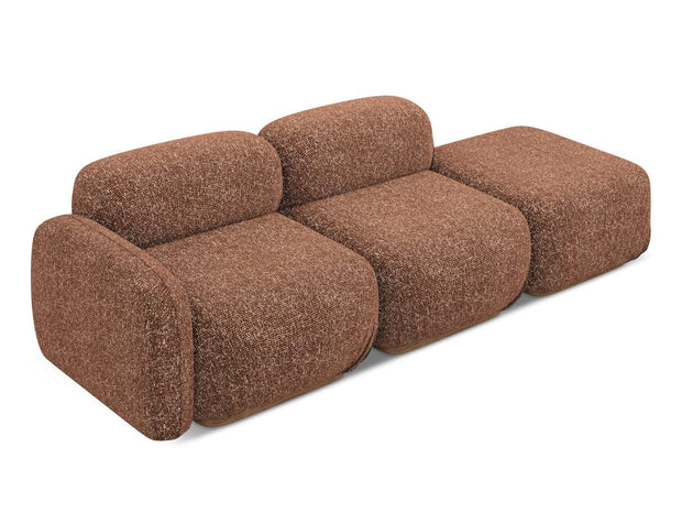 Makamii Canapea Modulara, 3 locuri, Taburet Inclus, Tapitata cu Stofa, Ailani 3SOL-22 Deschis, l258xA95xH73 cm