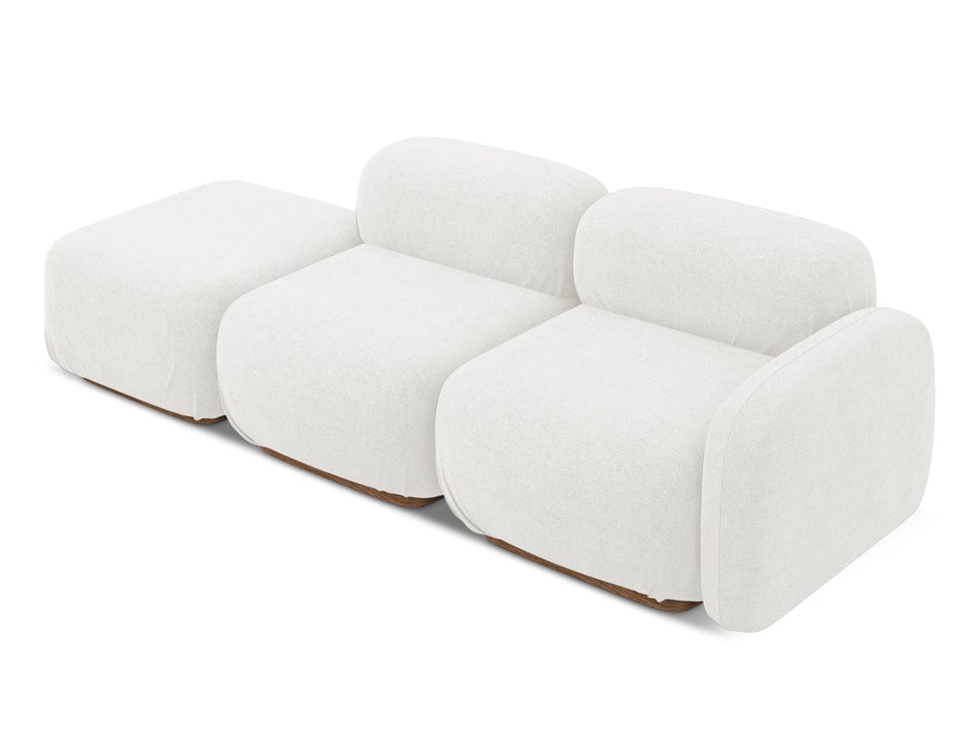 Makamii Canapea Modulara, 3 locuri, Taburet Inclus, Tapitata cu Stofa, Ailani 3SOL-7, l258xA95xH73 cm