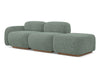 Makamii Canapea Modulara, 3 locuri, Taburet Inclus, Tapitata cu Stofa, Ailani 3SOL-C10 Verde Deschis / Natural, l258xA95xH73 cm