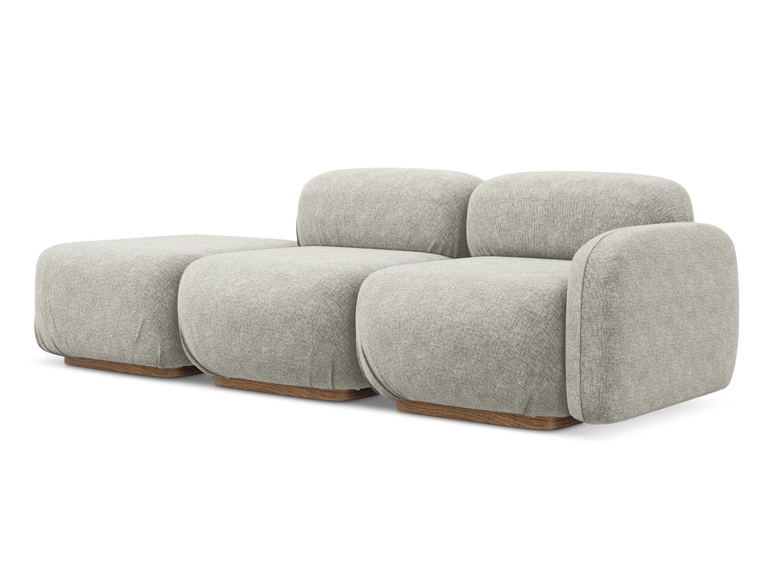 Makamii Canapea Modulara, 3 locuri, Taburet Inclus, Tapitata cu Stofa, Ailani 3SOR-21, l258xA95xH73 cm