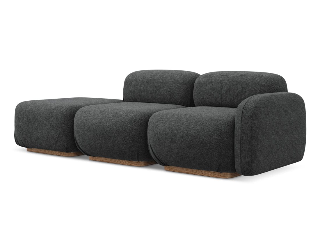 Makamii Canapea Modulara, 3 locuri, Taburet Inclus, Tapitata cu Stofa, Ailani 3SOR-21, l258xA95xH73 cm