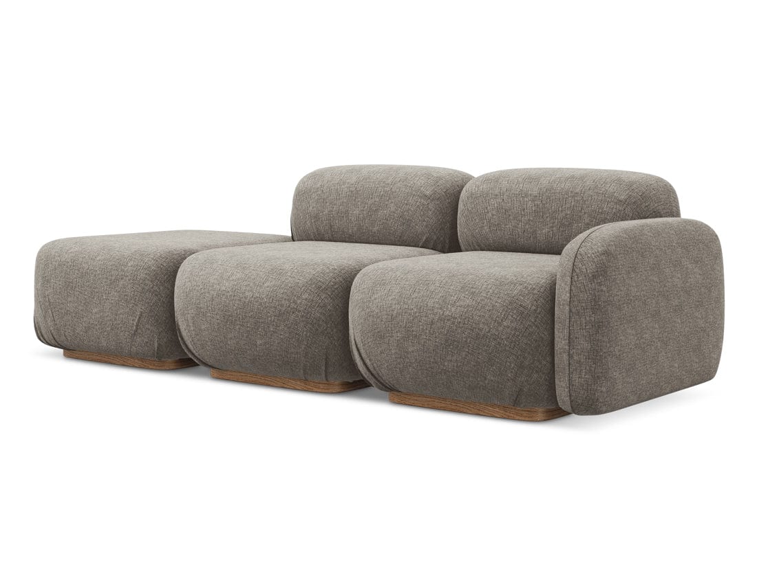 Makamii Canapea Modulara, 3 locuri, Taburet Inclus, Tapitata cu Stofa, Ailani 3SOR-21, l258xA95xH73 cm