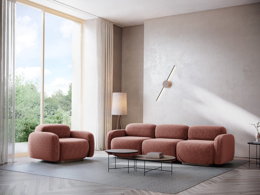 Makamii Canapea Modulara, 3 locuri, Taburet Inclus, Tapitata cu Stofa, Ailani 3SOR-21, l258xA95xH73 cm