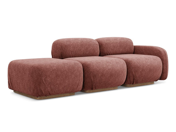 Makamii Canapea Modulara, 3 locuri, Taburet Inclus, Tapitata cu Stofa, Ailani 3SOR-21, l258xA95xH73 cm
