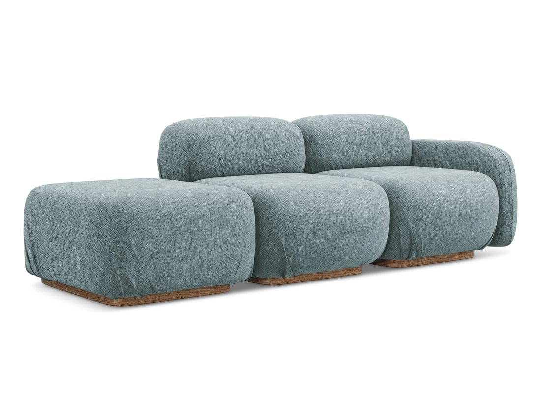 Makamii Canapea Modulara, 3 locuri, Taburet Inclus, Tapitata cu Stofa, Ailani 3SOR-21, l258xA95xH73 cm