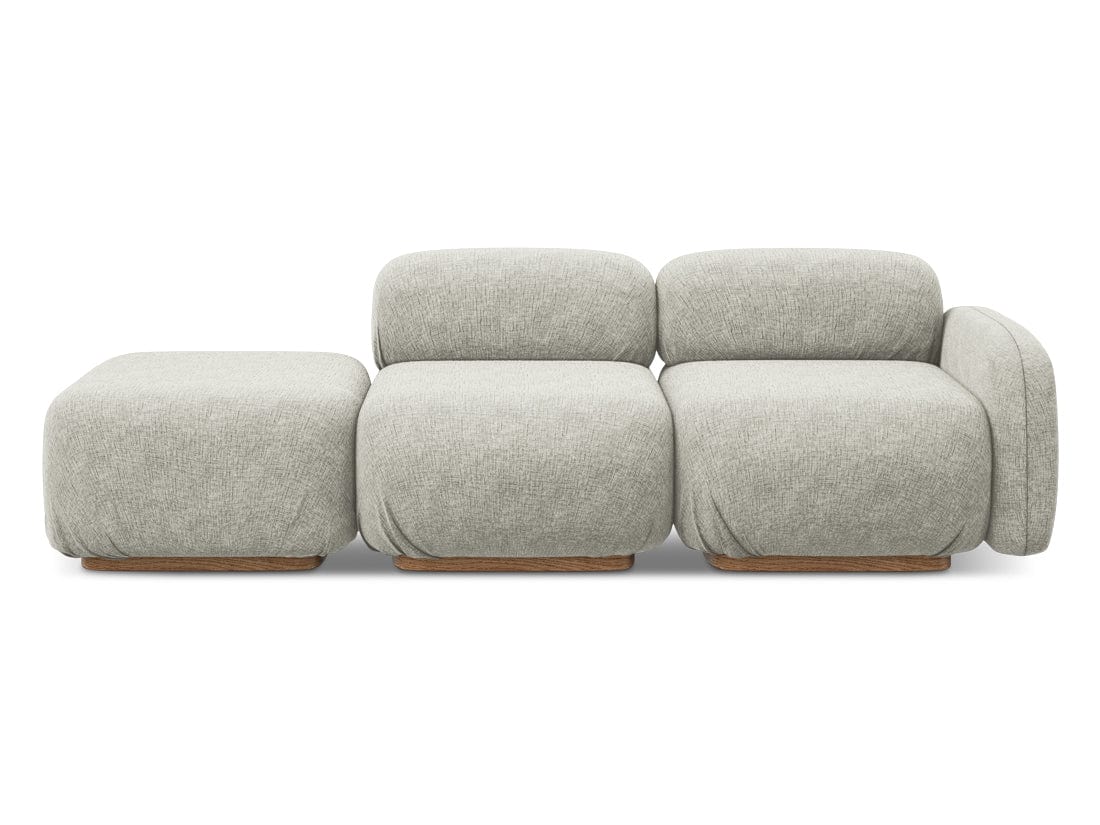 Makamii Canapea Modulara, 3 locuri, Taburet Inclus, Tapitata cu Stofa, Ailani 3SOR-21, l258xA95xH73 cm