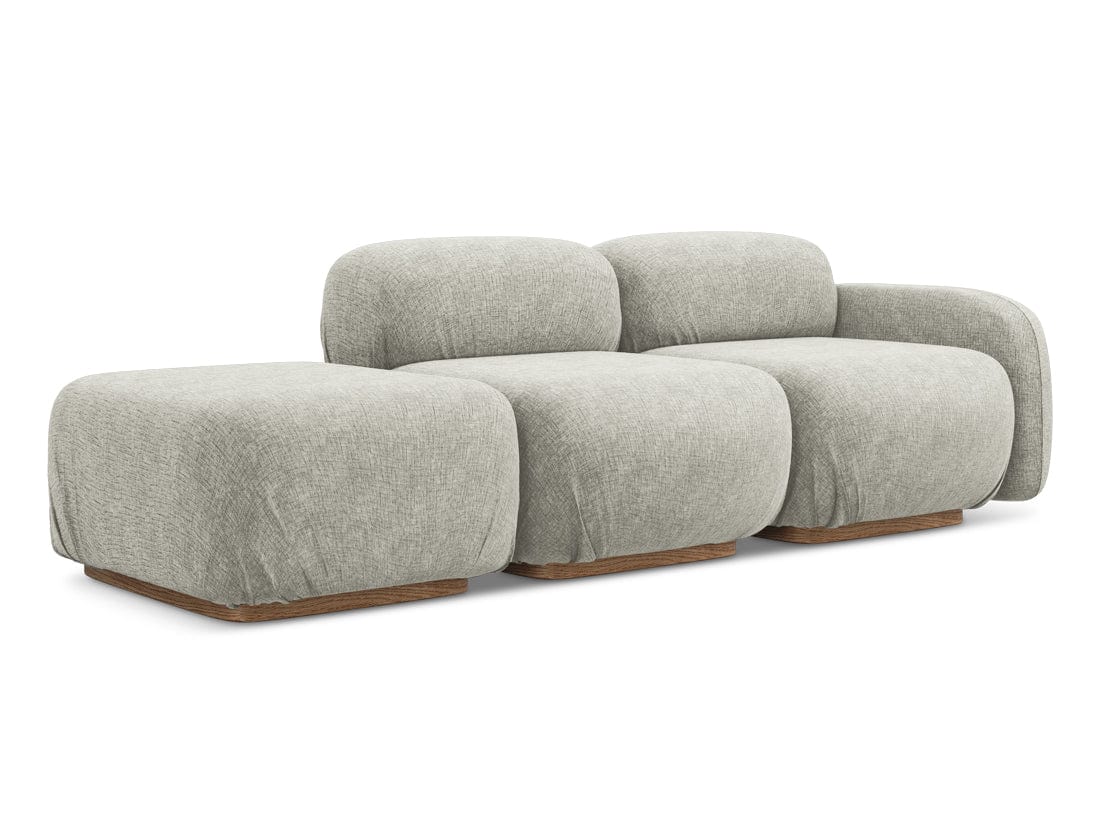 Makamii Canapea Modulara, 3 locuri, Taburet Inclus, Tapitata cu Stofa, Ailani 3SOR-21, l258xA95xH73 cm