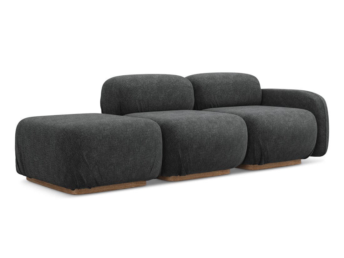 Makamii Canapea Modulara, 3 locuri, Taburet Inclus, Tapitata cu Stofa, Ailani 3SOR-21, l258xA95xH73 cm