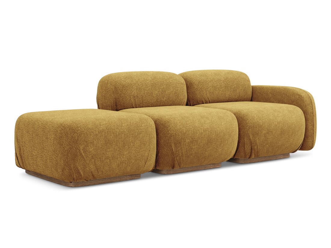Makamii Canapea Modulara, 3 locuri, Taburet Inclus, Tapitata cu Stofa, Ailani 3SOR-21, l258xA95xH73 cm