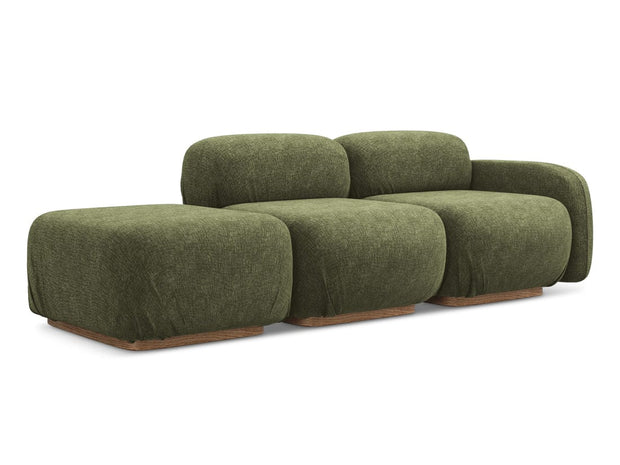 Makamii Canapea Modulara, 3 locuri, Taburet Inclus, Tapitata cu Stofa, Ailani 3SOR-21, l258xA95xH73 cm