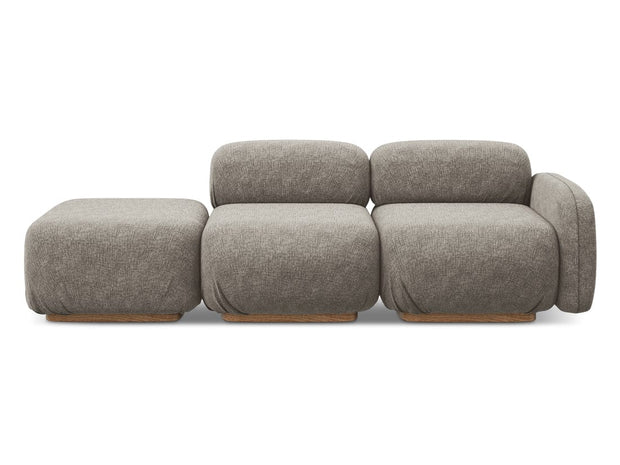 Makamii Canapea Modulara, 3 locuri, Taburet Inclus, Tapitata cu Stofa, Ailani 3SOR-21, l258xA95xH73 cm