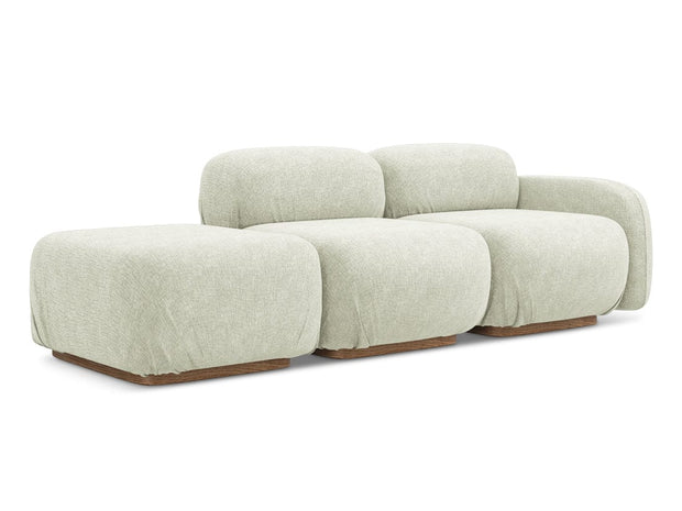 Makamii Canapea Modulara, 3 locuri, Taburet Inclus, Tapitata cu Stofa, Ailani 3SOR-21, l258xA95xH73 cm
