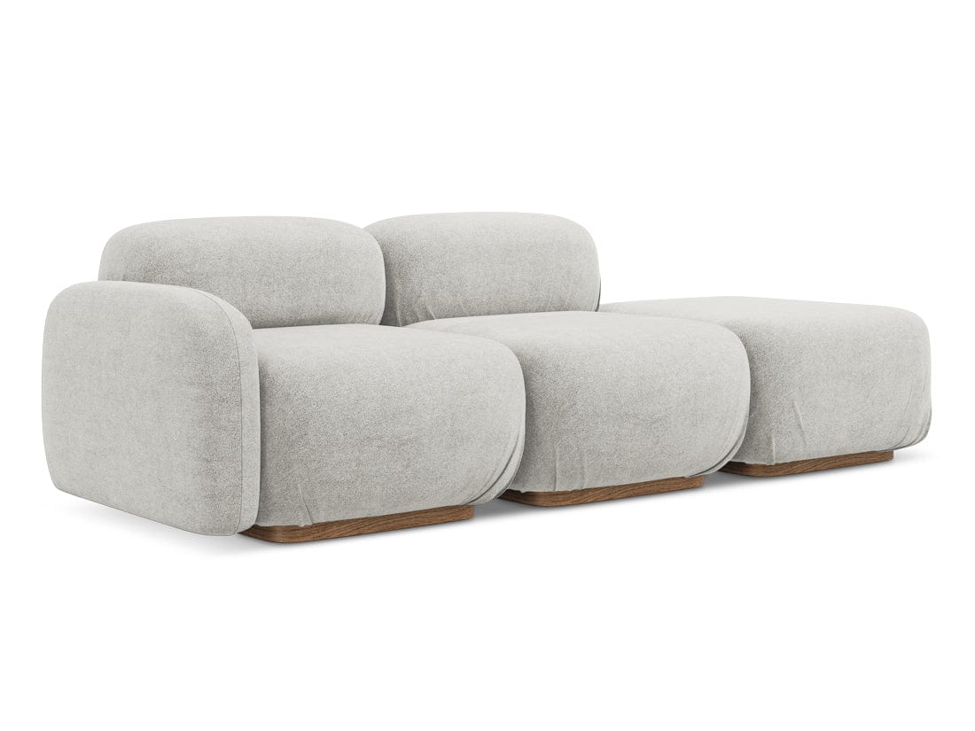 Makamii Canapea Modulara, 3 locuri, Taburet Inclus, Tapitata cu Stofa, Ailani 3SOR-7, l258xA95xH73 cm