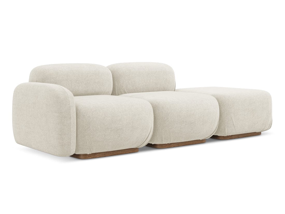 Makamii Canapea Modulara, 3 locuri, Taburet Inclus, Tapitata cu Stofa, Ailani 3SOR-7, l258xA95xH73 cm