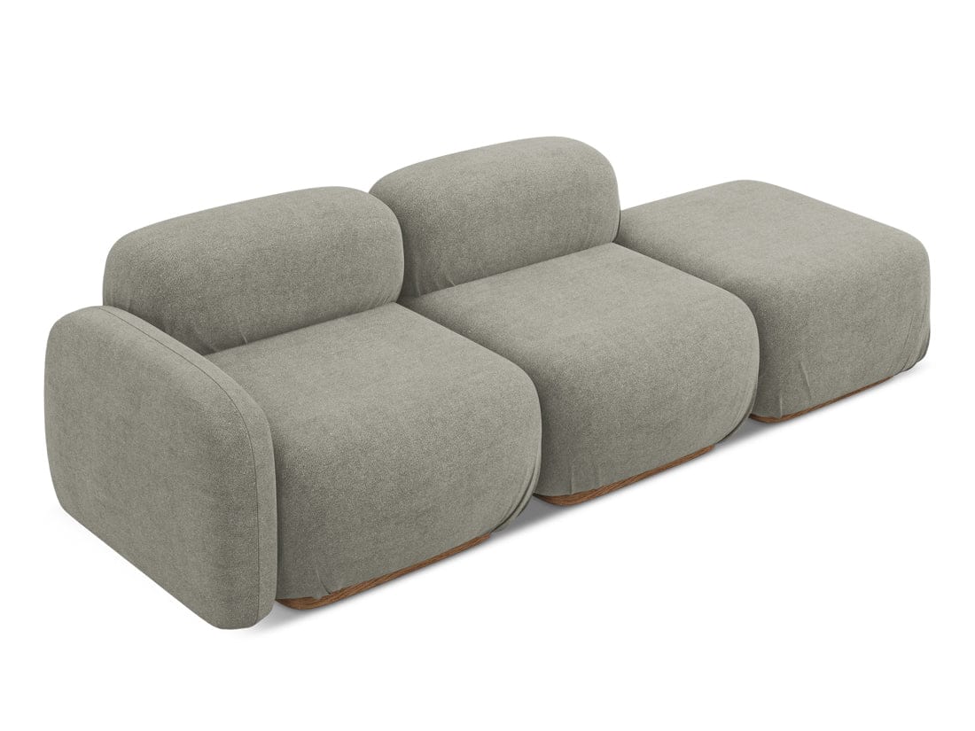 Makamii Canapea Modulara, 3 locuri, Taburet Inclus, Tapitata cu Stofa, Ailani 3SOR-7, l258xA95xH73 cm