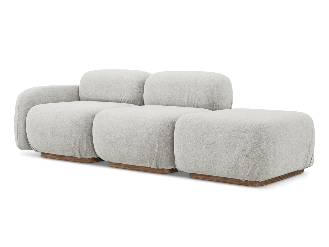 Makamii Canapea Modulara, 3 locuri, Taburet Inclus, Tapitata cu Stofa, Ailani 3SOR-7, l258xA95xH73 cm