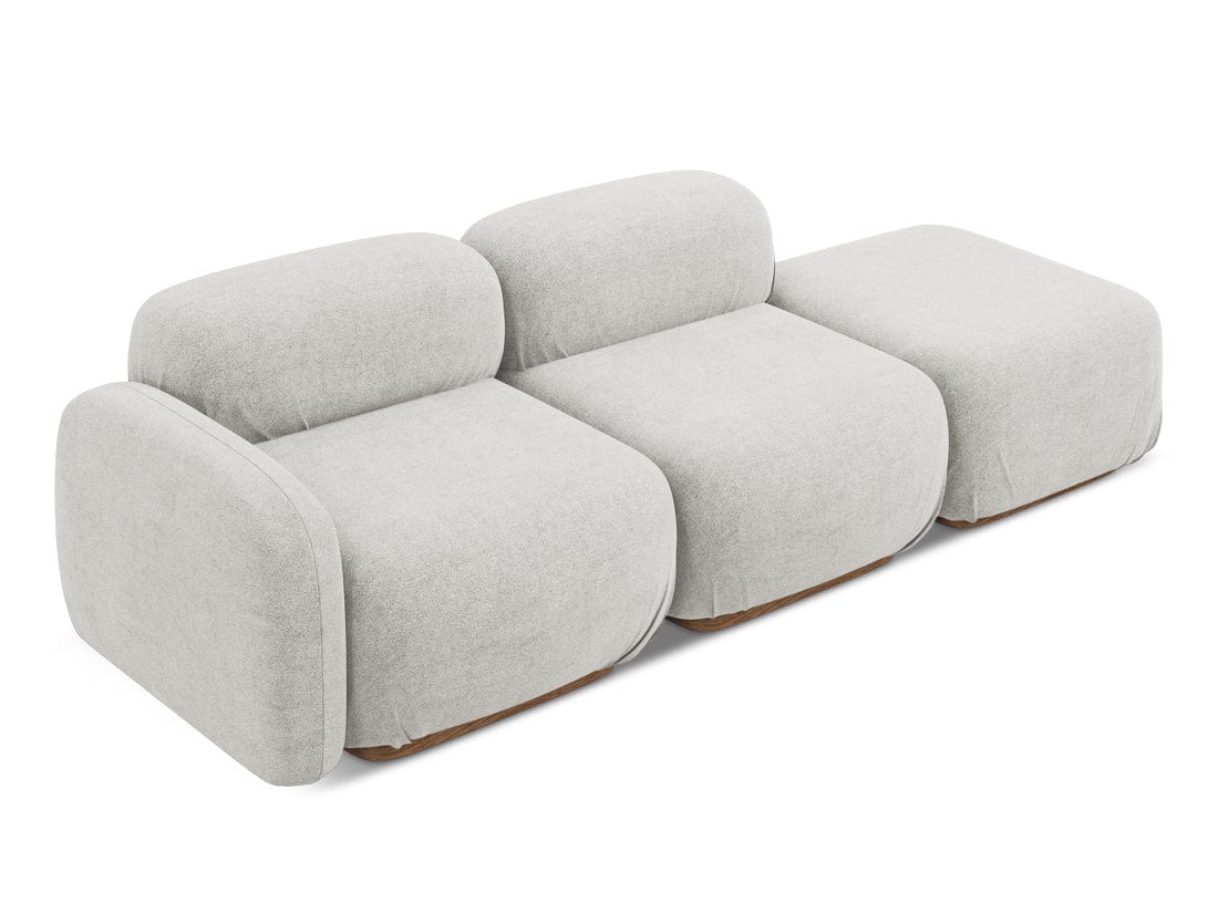 Makamii Canapea Modulara, 3 locuri, Taburet Inclus, Tapitata cu Stofa, Ailani 3SOR-7, l258xA95xH73 cm