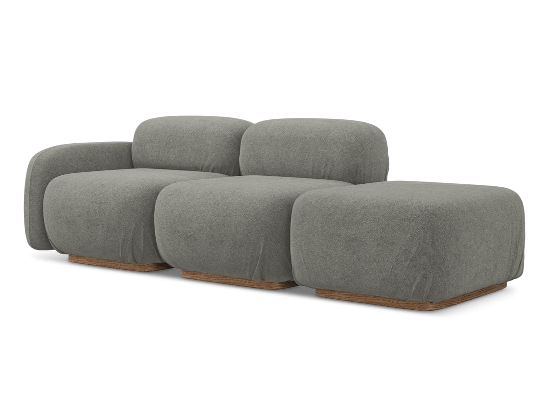 Makamii Canapea Modulara, 3 locuri, Taburet Inclus, Tapitata cu Stofa, Ailani 3SOR-7, l258xA95xH73 cm