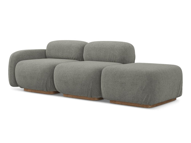 Makamii Canapea Modulara, 3 locuri, Taburet Inclus, Tapitata cu Stofa, Ailani 3SOR-7, l258xA95xH73 cm