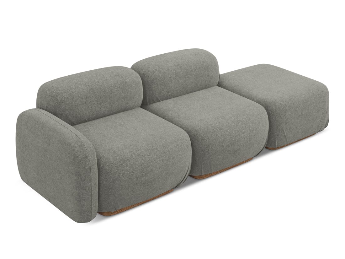 Makamii Canapea Modulara, 3 locuri, Taburet Inclus, Tapitata cu Stofa, Ailani 3SOR-7, l258xA95xH73 cm