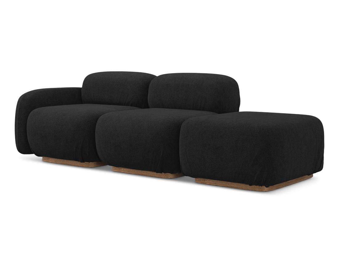 Makamii Canapea Modulara, 3 locuri, Taburet Inclus, Tapitata cu Stofa, Ailani 3SOR-7, l258xA95xH73 cm