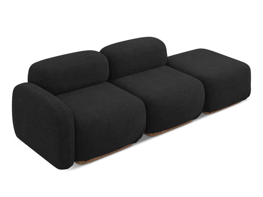 Makamii Canapea Modulara, 3 locuri, Taburet Inclus, Tapitata cu Stofa, Ailani 3SOR-7, l258xA95xH73 cm