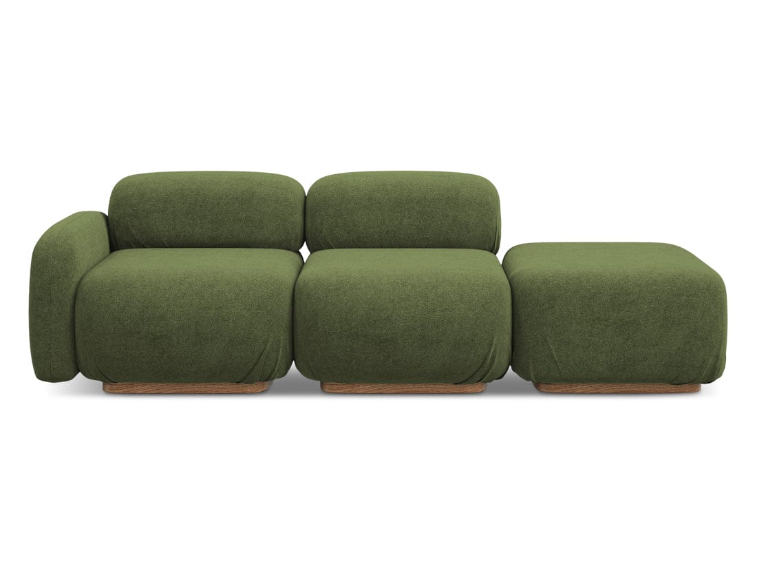 Makamii Canapea Modulara, 3 locuri, Taburet Inclus, Tapitata cu Stofa, Ailani 3SOR-7, l258xA95xH73 cm