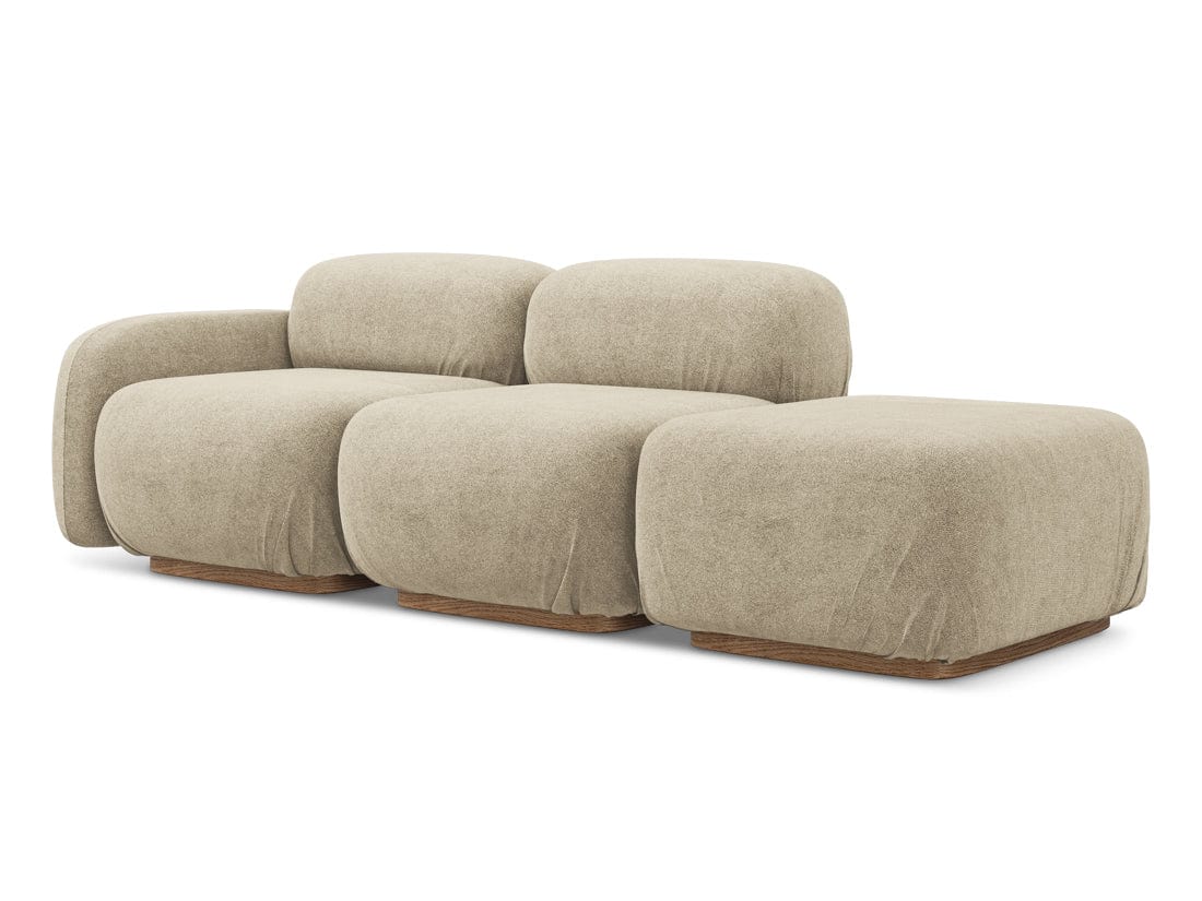 Makamii Canapea Modulara, 3 locuri, Taburet Inclus, Tapitata cu Stofa, Ailani 3SOR-7, l258xA95xH73 cm