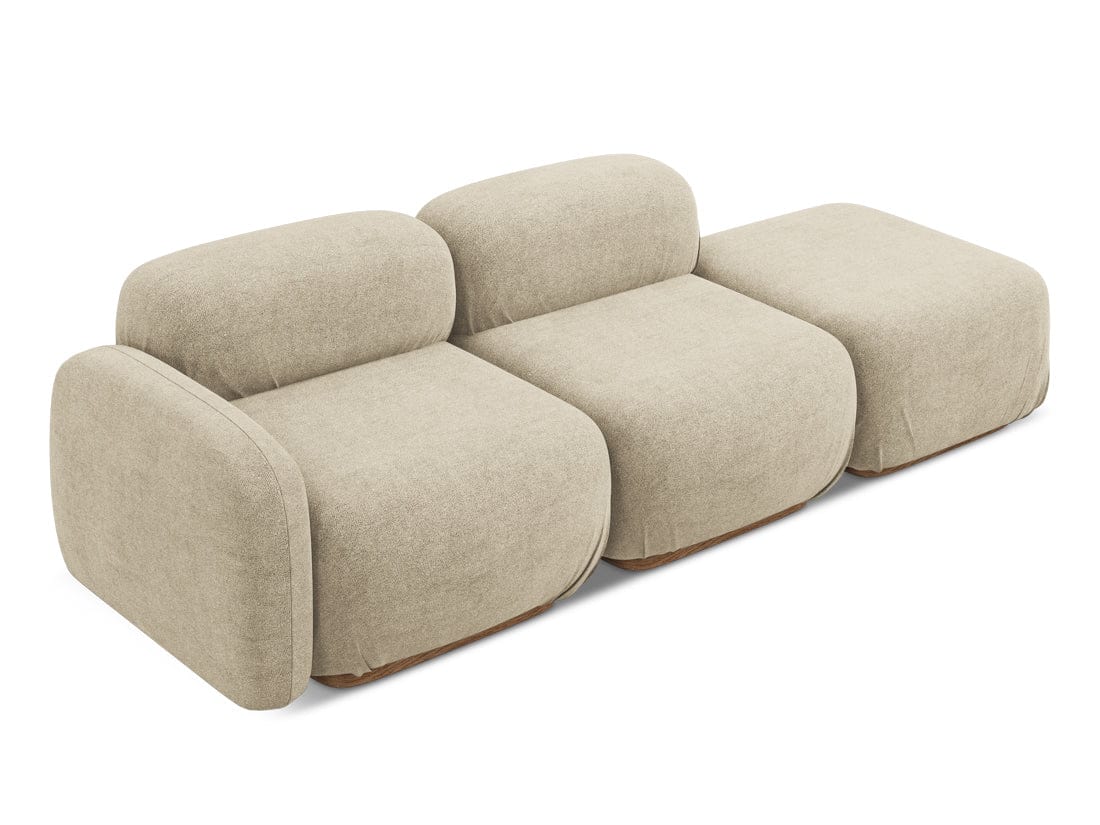 Makamii Canapea Modulara, 3 locuri, Taburet Inclus, Tapitata cu Stofa, Ailani 3SOR-7, l258xA95xH73 cm