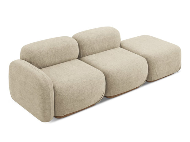 Makamii Canapea Modulara, 3 locuri, Taburet Inclus, Tapitata cu Stofa, Ailani 3SOR-7, l258xA95xH73 cm