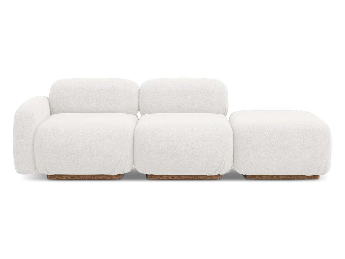 Makamii Canapea Modulara, 3 locuri, Taburet Inclus, Tapitata cu Stofa, Ailani 3SOR-7, l258xA95xH73 cm