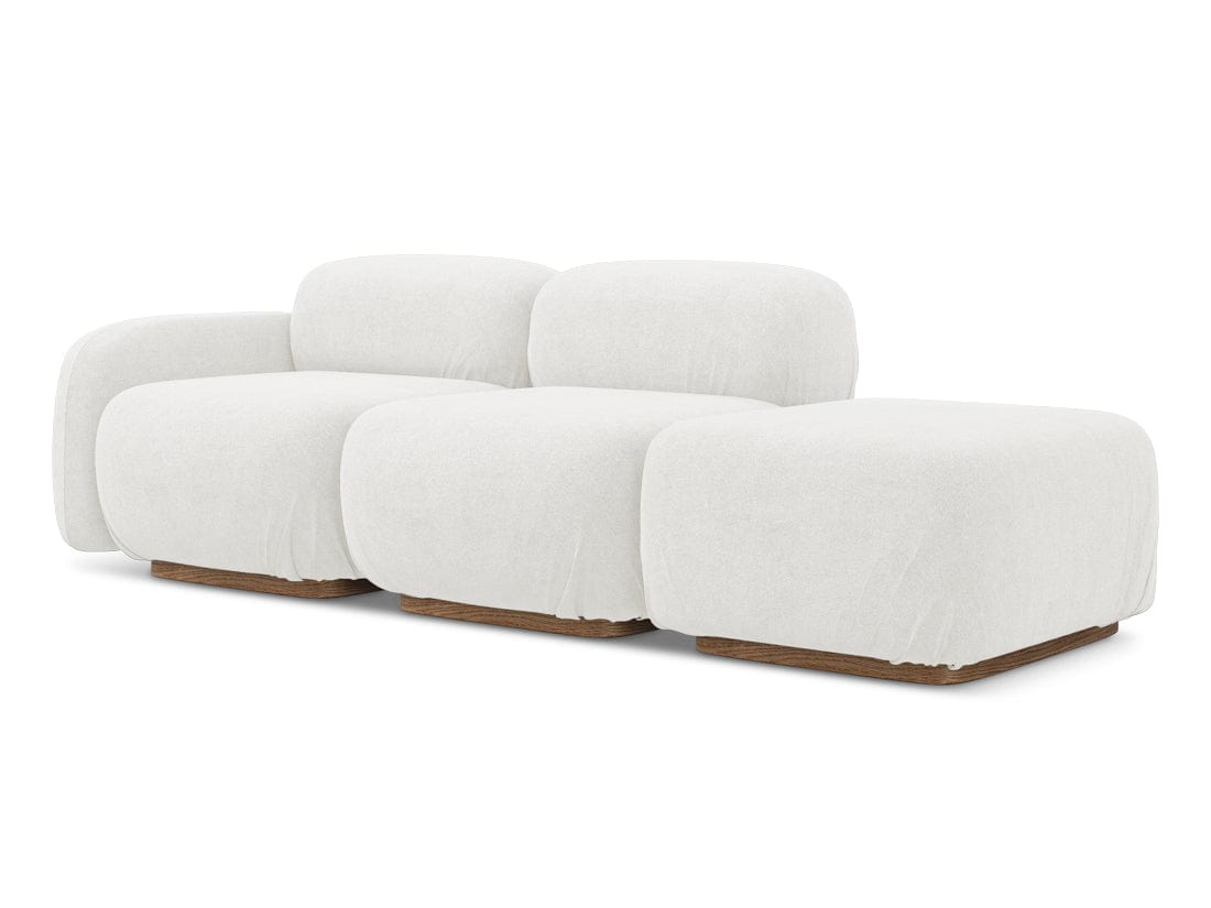 Makamii Canapea Modulara, 3 locuri, Taburet Inclus, Tapitata cu Stofa, Ailani 3SOR-7, l258xA95xH73 cm