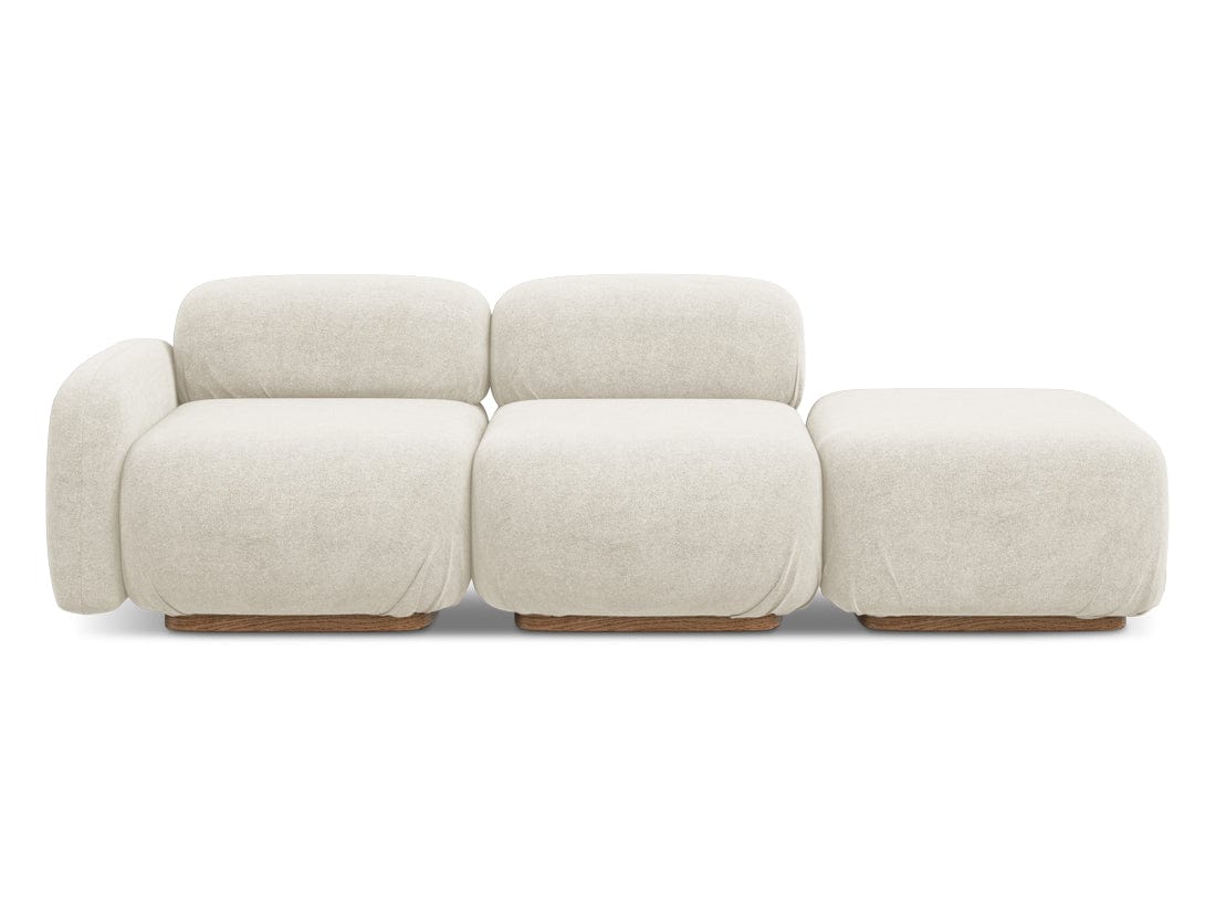 Makamii Canapea Modulara, 3 locuri, Taburet Inclus, Tapitata cu Stofa, Ailani 3SOR-7, l258xA95xH73 cm