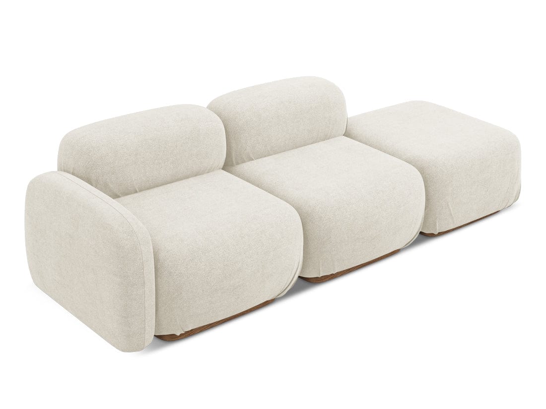 Makamii Canapea Modulara, 3 locuri, Taburet Inclus, Tapitata cu Stofa, Ailani 3SOR-7, l258xA95xH73 cm