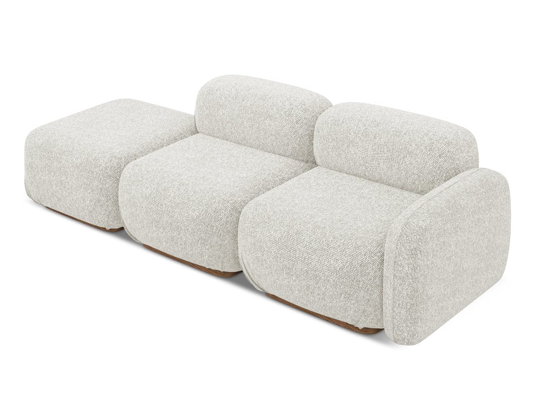 Makamii Canapea Modulara, 3 locuri, Taburet Inclus, Tapitata cu Stofa, Ailani 3SOR-C1 Bej Deschis / Natural, l258xA95xH73 cm