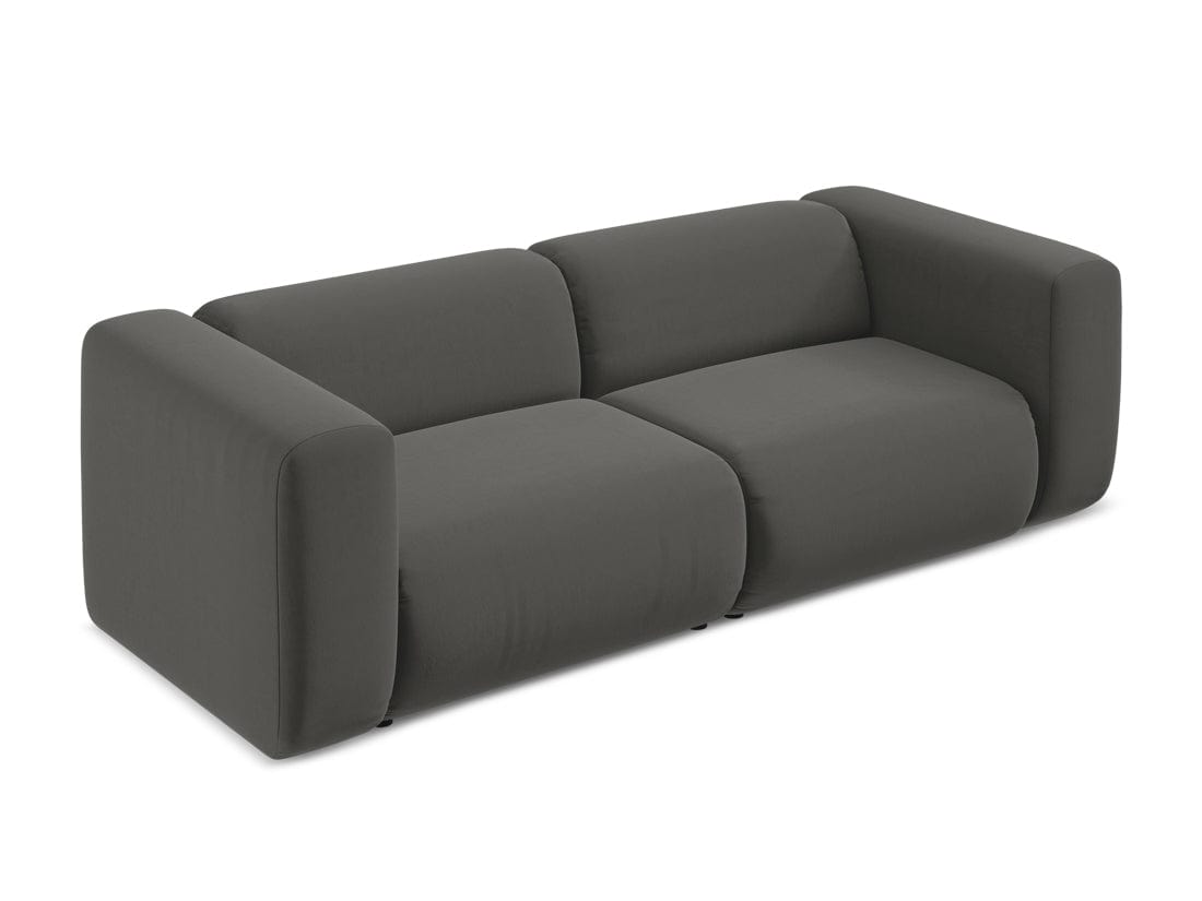 Makamii Canapea Modulara, 3 locuri, Tapitata cu Stofa, Ekahi Velvet 3S-C2 Gri Inchis / Negru, l228xA89xH70 cm