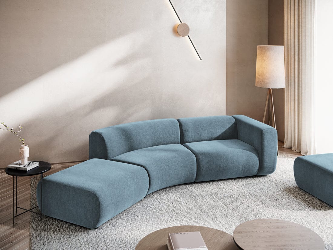 Makamii Canapea Modulara, 4 locuri, Taburet Inclus, Tapitata cu Stofa, Ekahi 4SOL-2, l335xA166xH70 cm