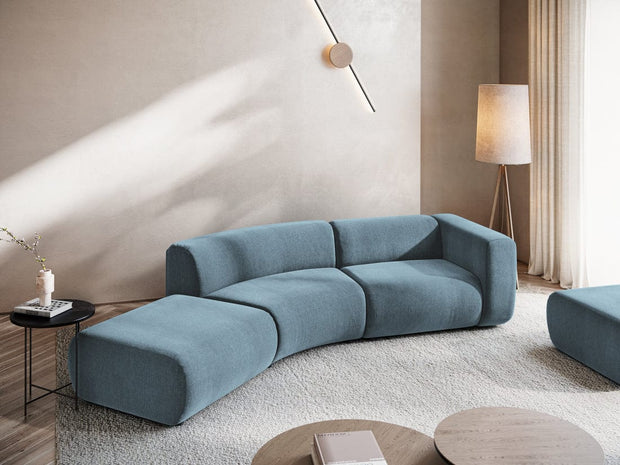 Makamii Canapea Modulara, 4 locuri, Taburet Inclus, Tapitata cu Stofa, Ekahi 4SOL-2, l335xA166xH70 cm