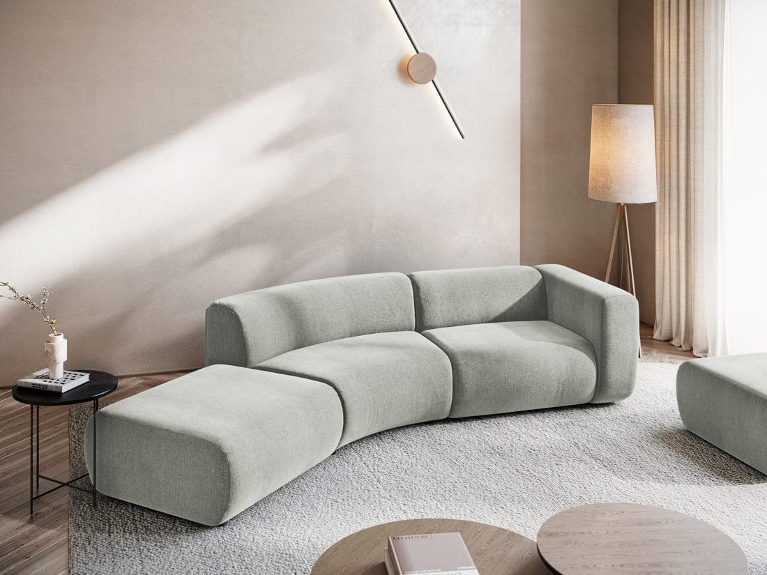 Makamii Canapea Modulara, 4 locuri, Taburet Inclus, Tapitata cu Stofa, Ekahi 4SOL-2, l335xA166xH70 cm