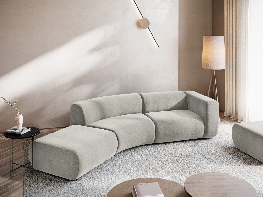 Makamii Canapea Modulara, 4 locuri, Taburet Inclus, Tapitata cu Stofa, Ekahi 4SOL-2, l335xA166xH70 cm