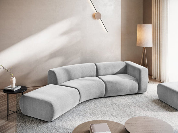 Makamii Canapea Modulara, 4 locuri, Taburet Inclus, Tapitata cu Stofa, Ekahi 4SOL-2, l335xA166xH70 cm