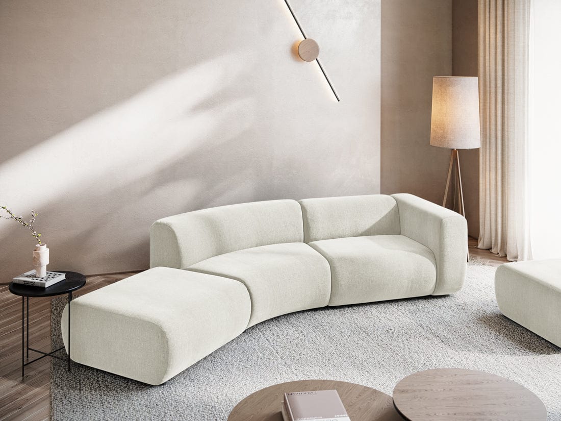 Makamii Canapea Modulara, 4 locuri, Taburet Inclus, Tapitata cu Stofa, Ekahi 4SOL-2, l335xA166xH70 cm