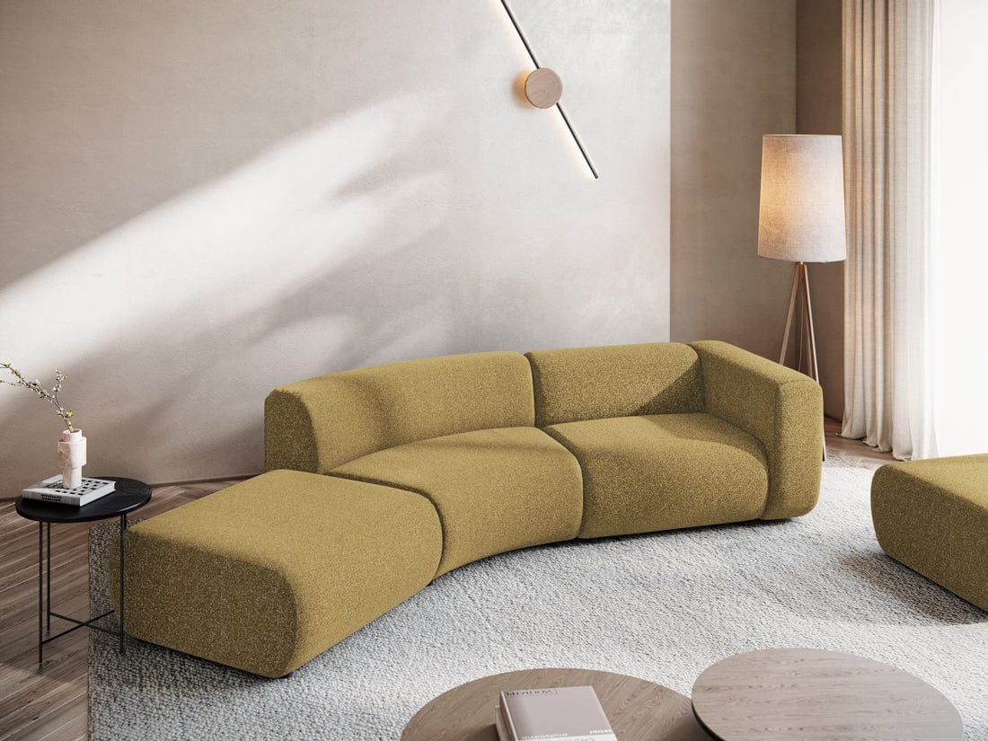 Makamii Canapea Modulara, 4 locuri, Taburet Inclus, Tapitata cu Stofa, Ekahi 4SOL-20, l335xA166xH70 cm