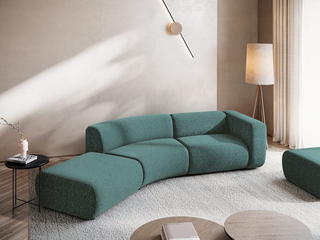 Makamii Canapea Modulara, 4 locuri, Taburet Inclus, Tapitata cu Stofa, Ekahi 4SOL-C6 Marin / Negru, l335xA166xH70 cm