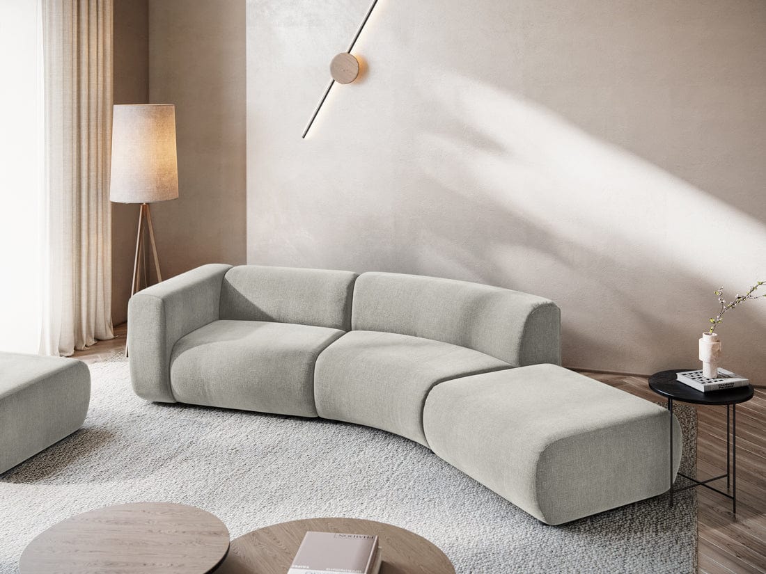 Makamii Canapea Modulara, 4 locuri, Taburet Inclus, Tapitata cu Stofa, Ekahi 4SOR-2, l335xA166xH70 cm