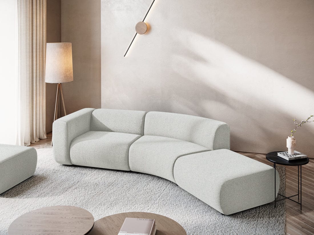 Makamii Canapea Modulara, 4 locuri, Taburet Inclus, Tapitata cu Stofa, Ekahi 4SOR-20, l335xA166xH70 cm