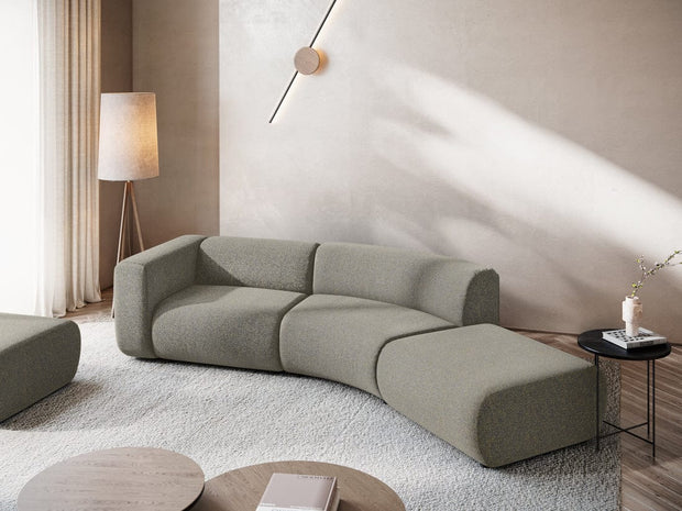 Makamii Canapea Modulara, 4 locuri, Taburet Inclus, Tapitata cu Stofa, Ekahi 4SOR-C2 Bej Inchis / Negru, l335xA166xH70 cm